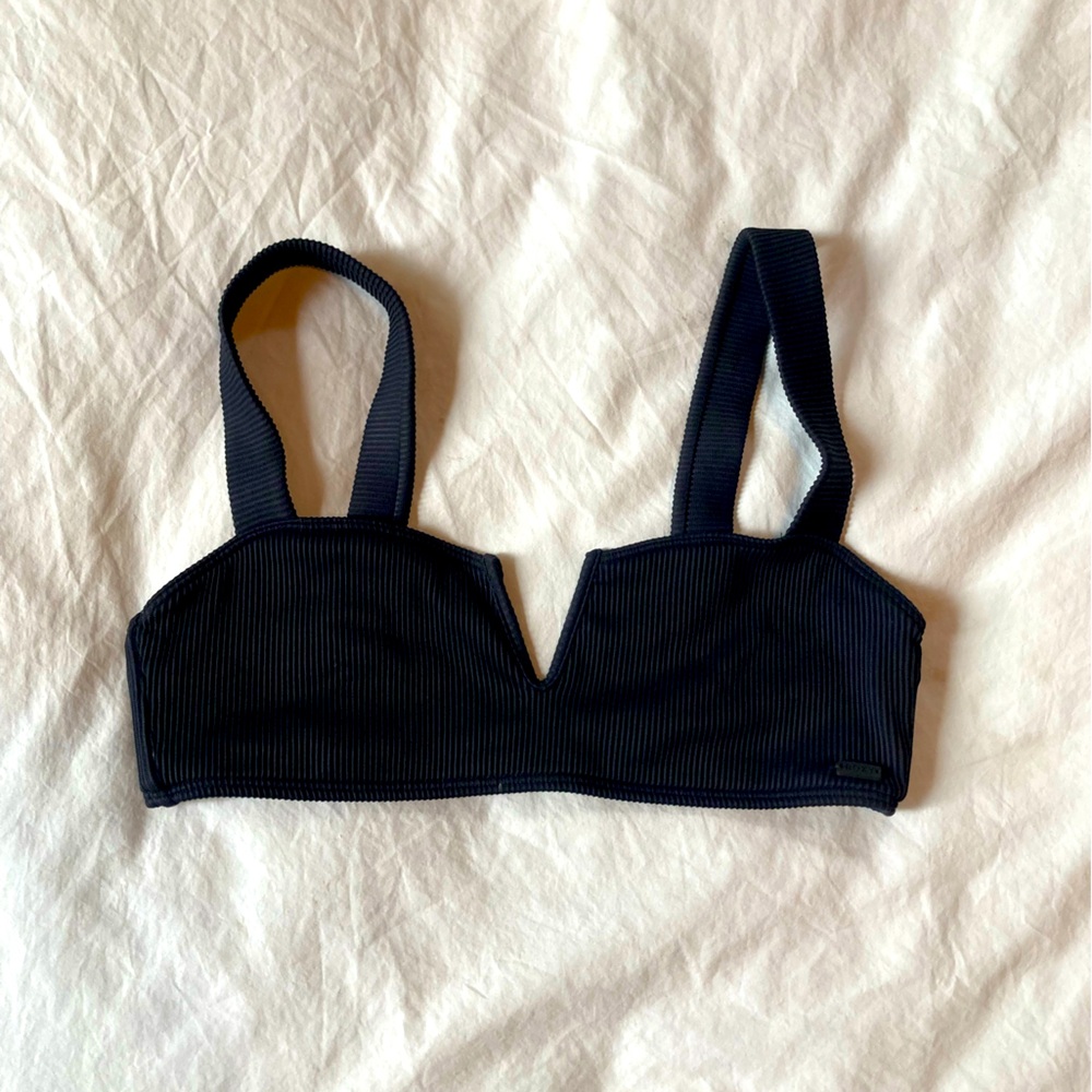 Black Ribbed Bikini Top